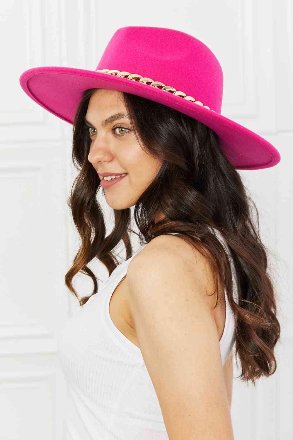 Fame Keep Your Promise Fedora Hat in Pink Trendsi