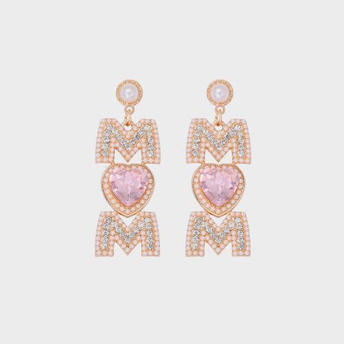 MOM Pearl Rhinestone Alloy Earrings Jassorted White