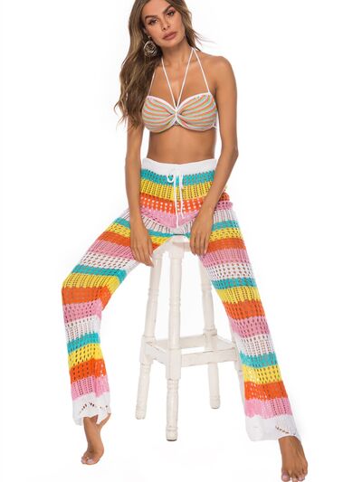 Cutout Contrast High Waist Swim Pants Trendsi S