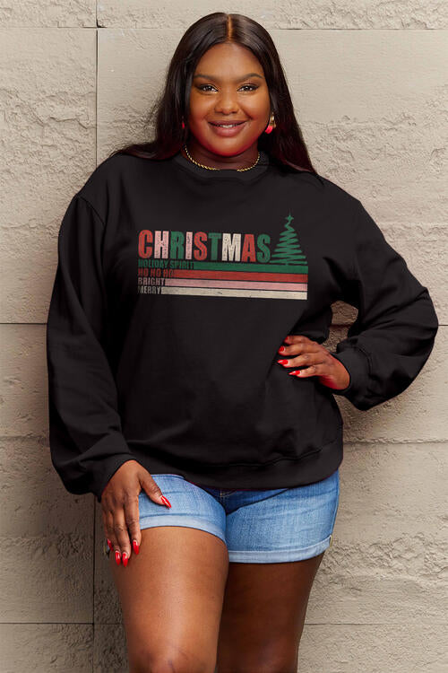 Simply Love Full Size CHRISTMAS Long Sleeve Sweatshirt Jassorted Black S