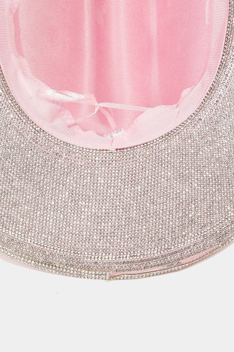 Pave Rhinestone Trim Faux Suede Hat Trendsi