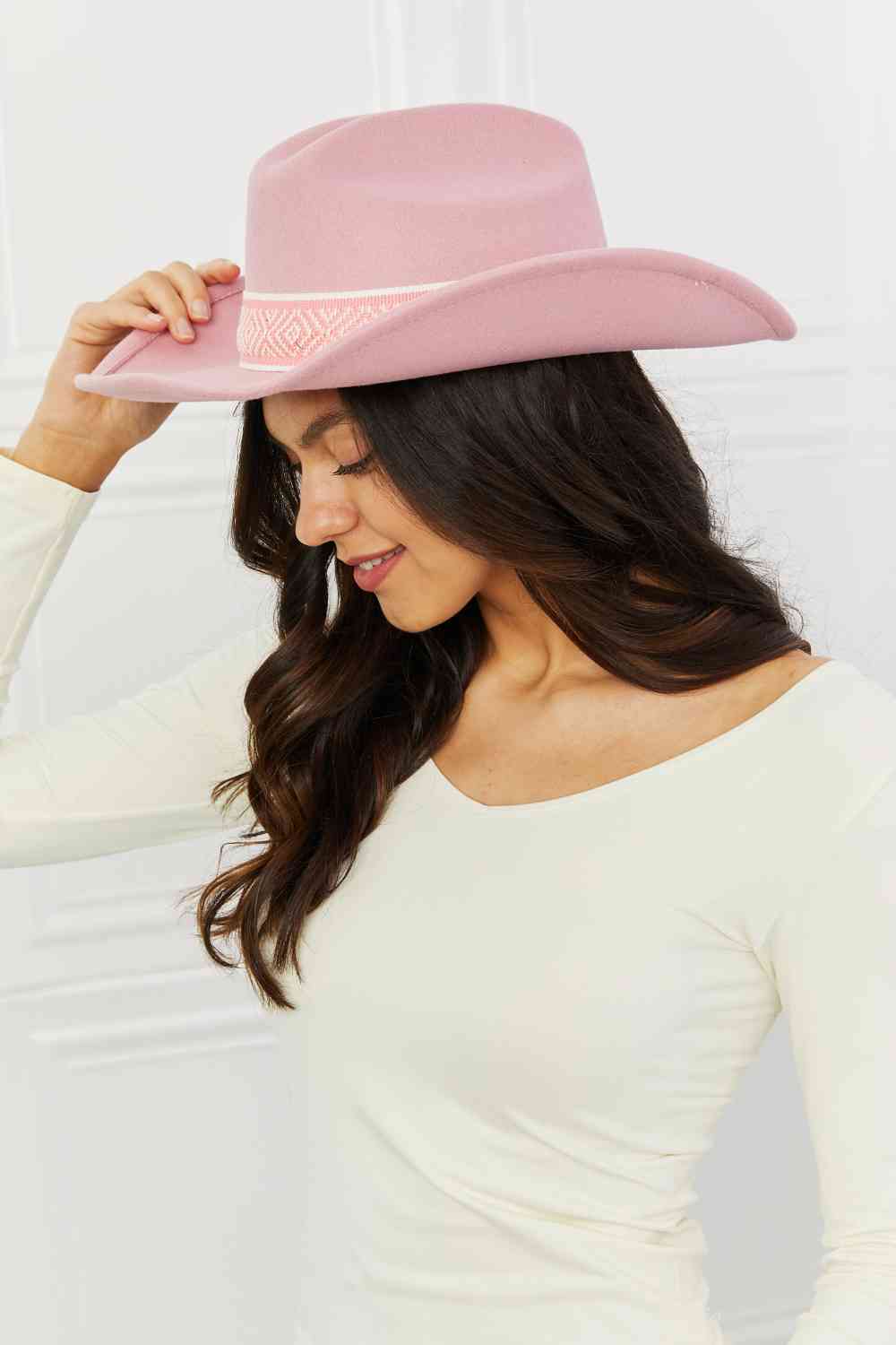 Fame Cowboy Hat in Pink Trendsi
