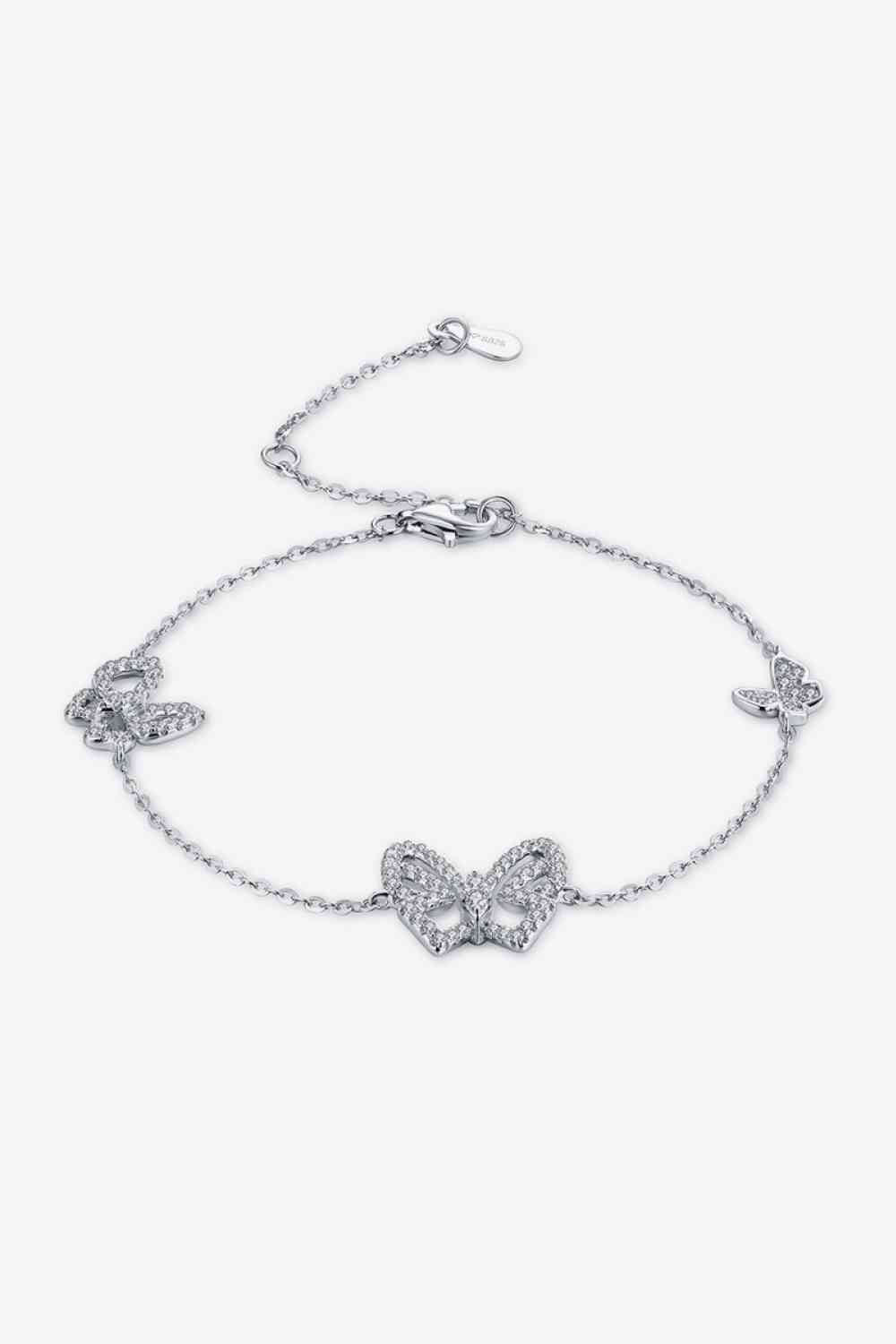 Moissanite Butterfly Shape Bracelet Jassorted Silver
