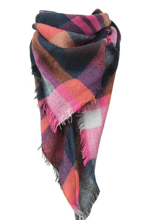 Faux Cashmere Plaid Scarf Jassorted Style B One Size