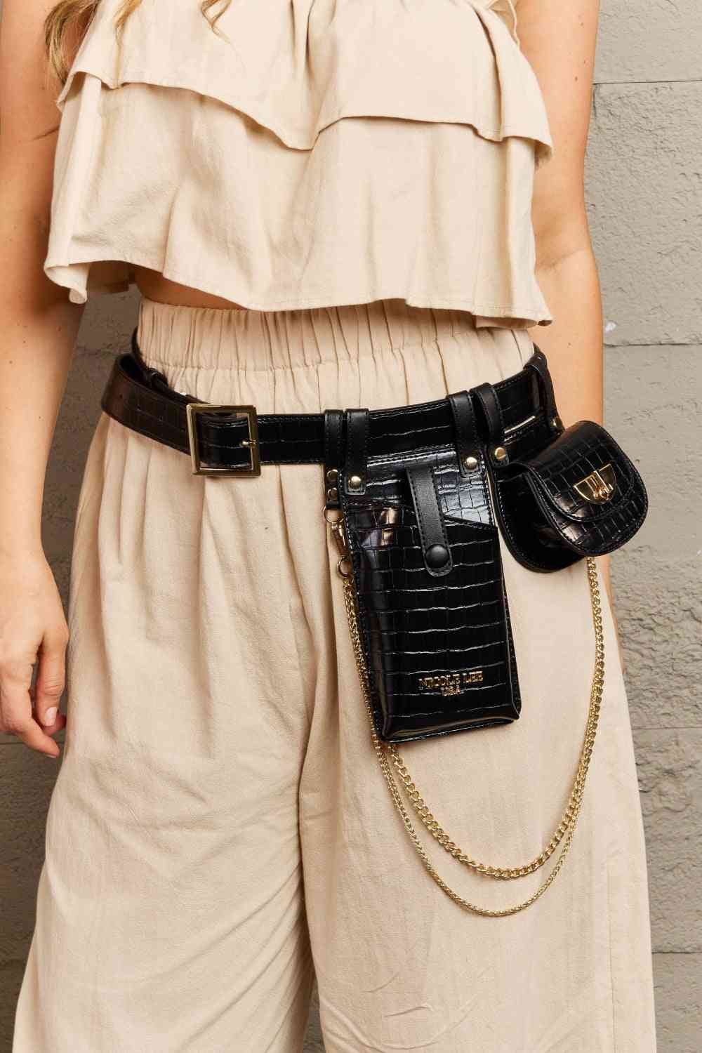Nicole Lee USA Aurelia Belt Bag Jassorted Black One Size