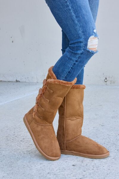 Forever Link Warm Fur Lined Flat Boots Trendsi