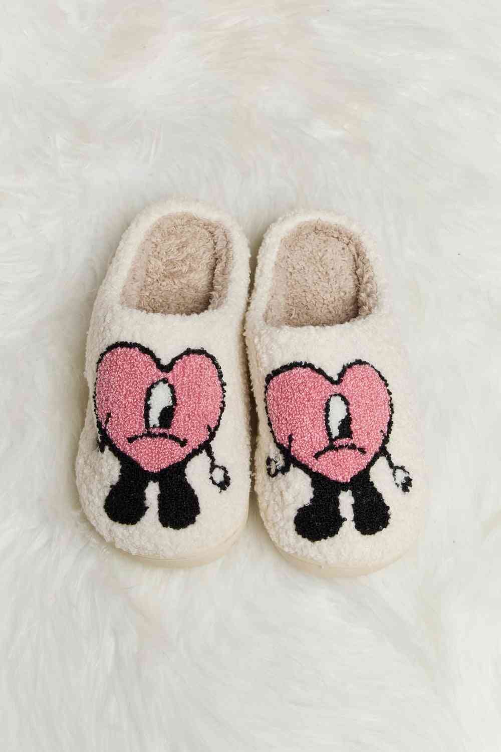 Melody Love Heart Print Plush Slippers Trendsi