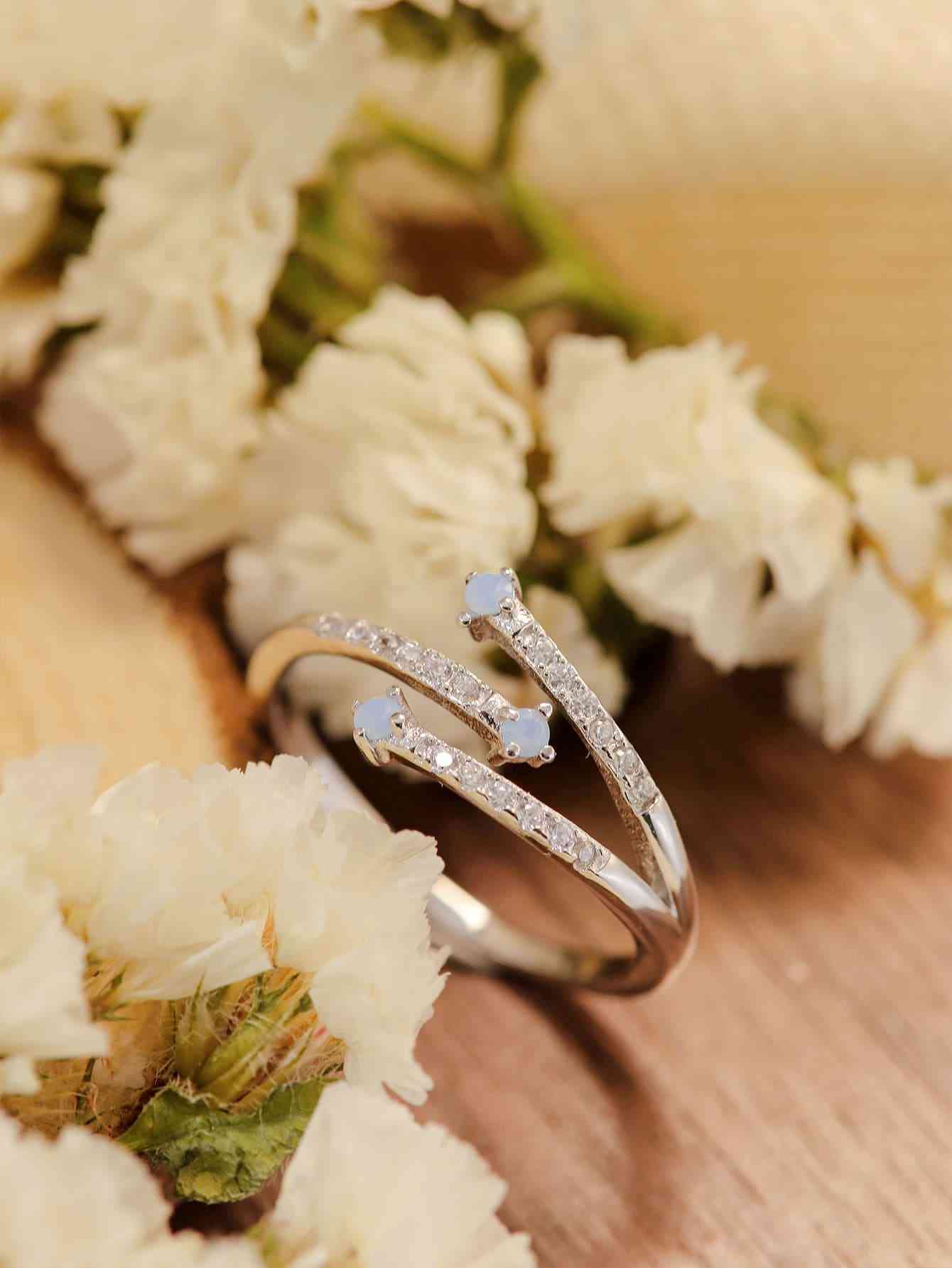 Moonstone Platinum-Plated Ring Jassorted