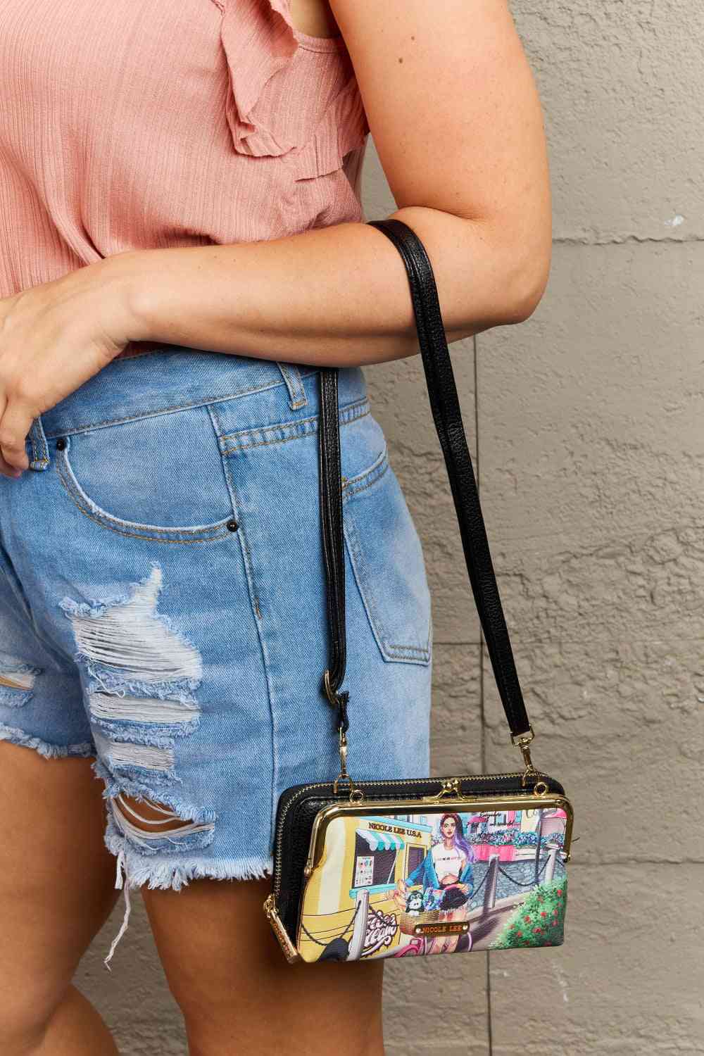 Nicole Lee USA Signature Kiss Lock Crossbody Wallet Jassorted