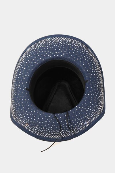 Rhinestone Wide Brim Denim Hat Trendsi