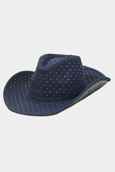 Rhinestone Wide Brim Denim Hat Trendsi One Size