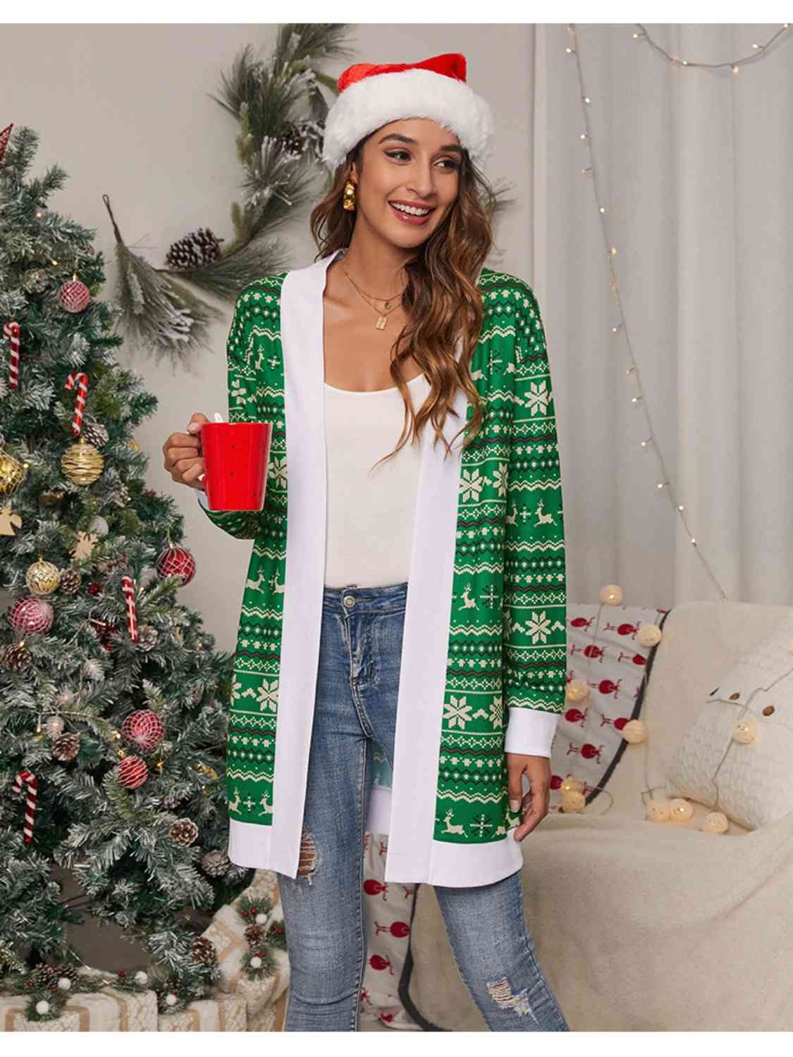 Christmas Open Front Cardigan Jassorted