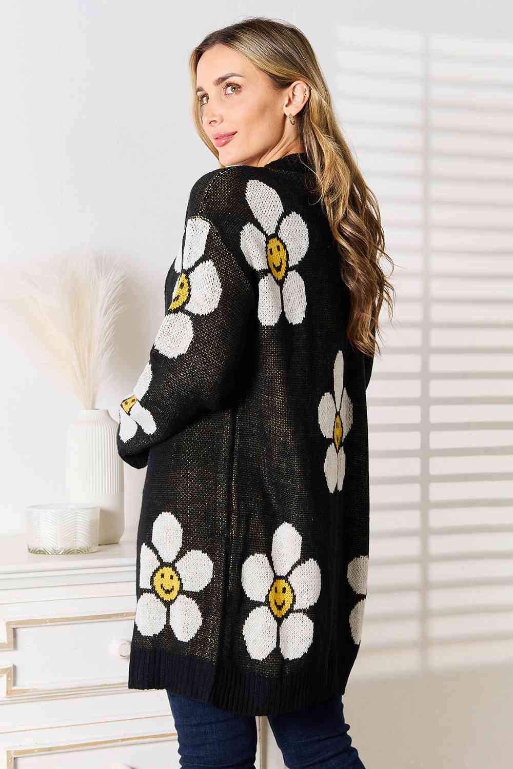 Double Take Floral Button Down Longline Cardigan Jassorted