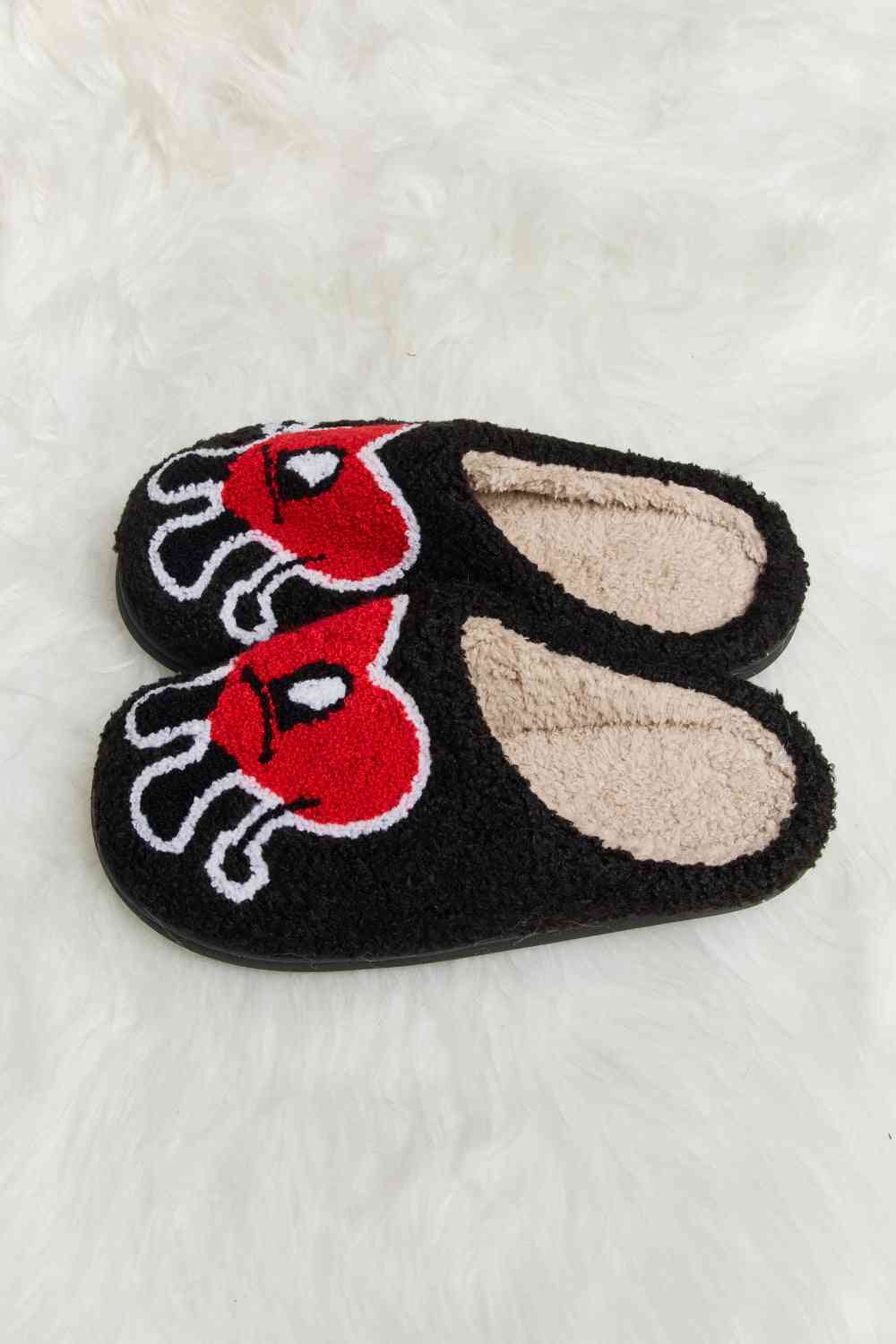 Melody Love Heart Print Plush Slippers Trendsi