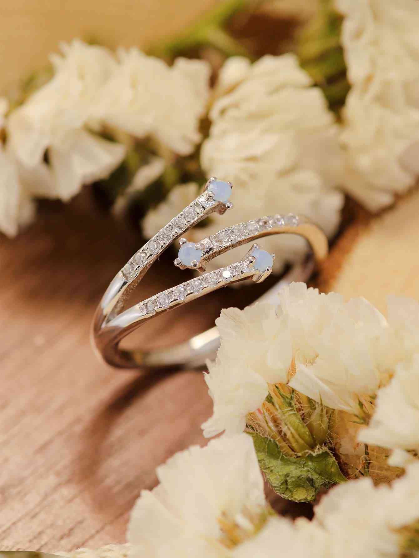 Moonstone Platinum-Plated Ring Jassorted