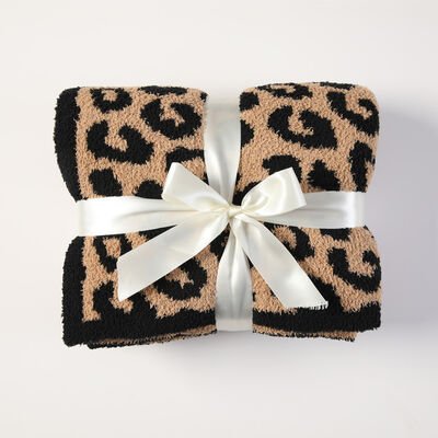 Cuddley Leopard Decorative Throw Blanket Trendsi Black