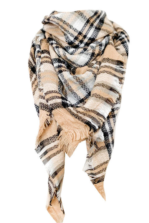 Faux Cashmere Plaid Scarf Jassorted Style L One Size