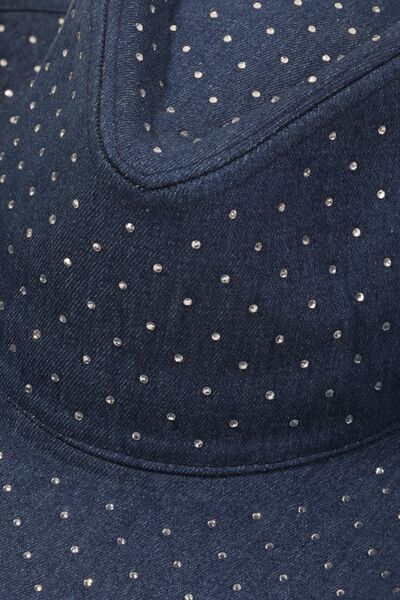 Rhinestone Wide Brim Denim Hat Trendsi