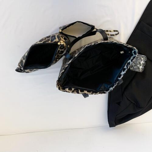 3-Piece Leopard Leather Bag Set Jassorted