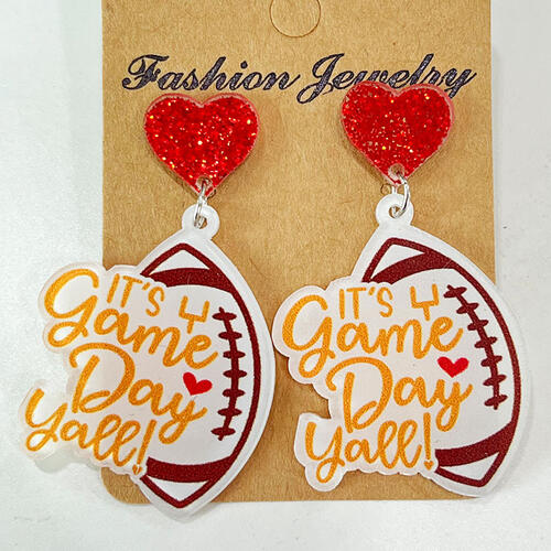 Heart Shape Sports Theme Acrylic Dangle Earrings Jassorted Style A One Size