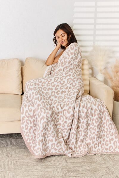 Cuddley Leopard Decorative Throw Blanket Trendsi Sand