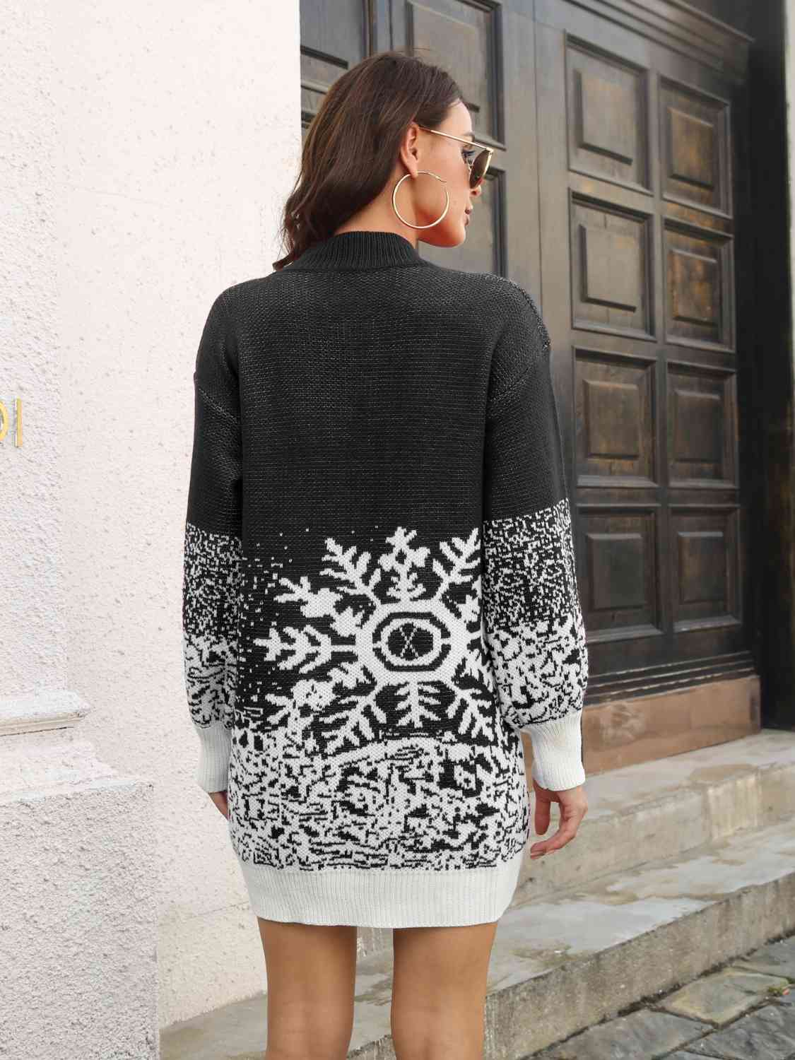 Snowflake Pattern Sweater Dress Jassorted