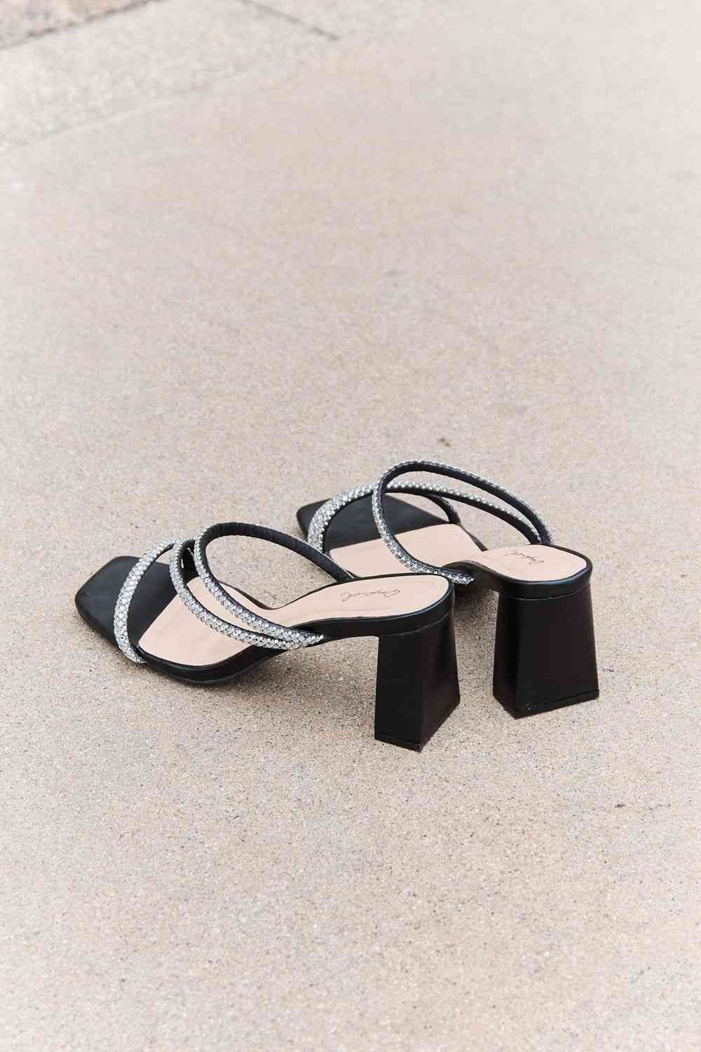 Qupid Level Up Rhinestone Strap Heels Jassorted