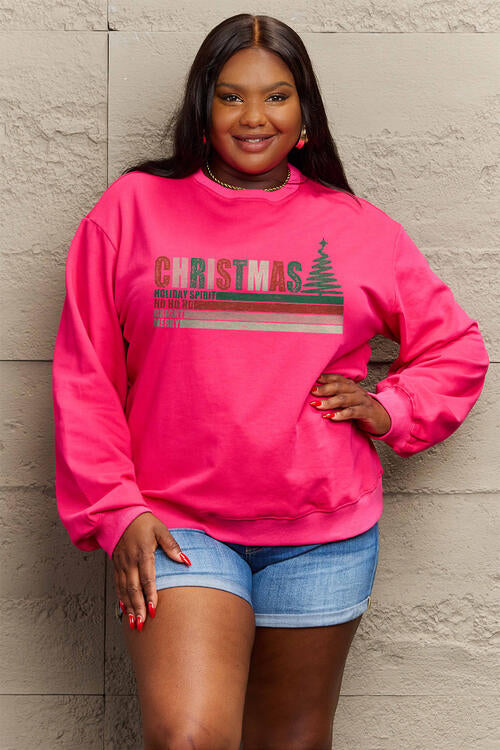 Simply Love Full Size CHRISTMAS Long Sleeve Sweatshirt Jassorted Deep Rose S