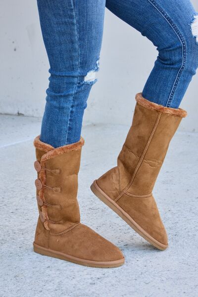 Forever Link Warm Fur Lined Flat Boots Trendsi