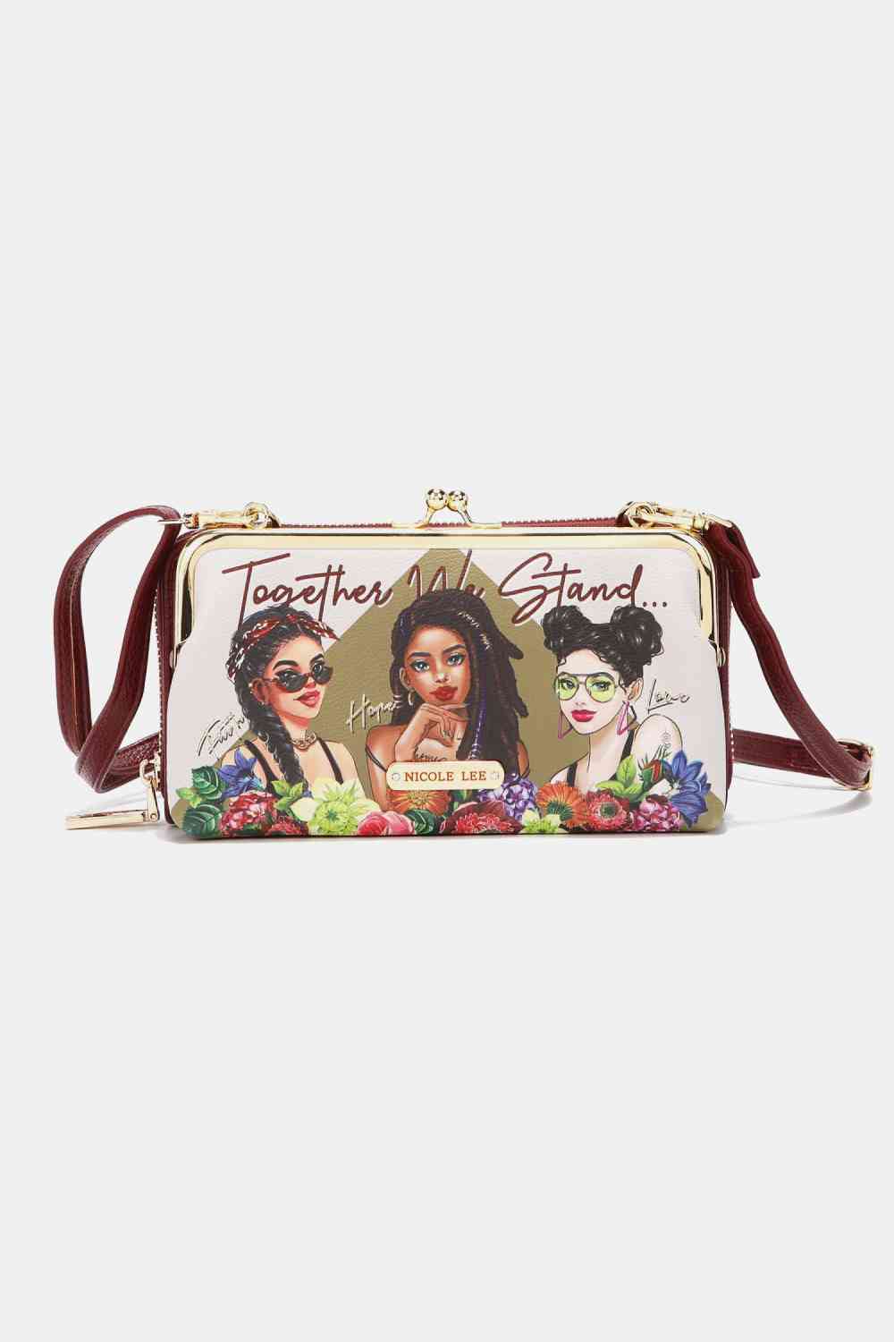 Nicole Lee USA Signature Kiss Lock Crossbody Wallet Jassorted