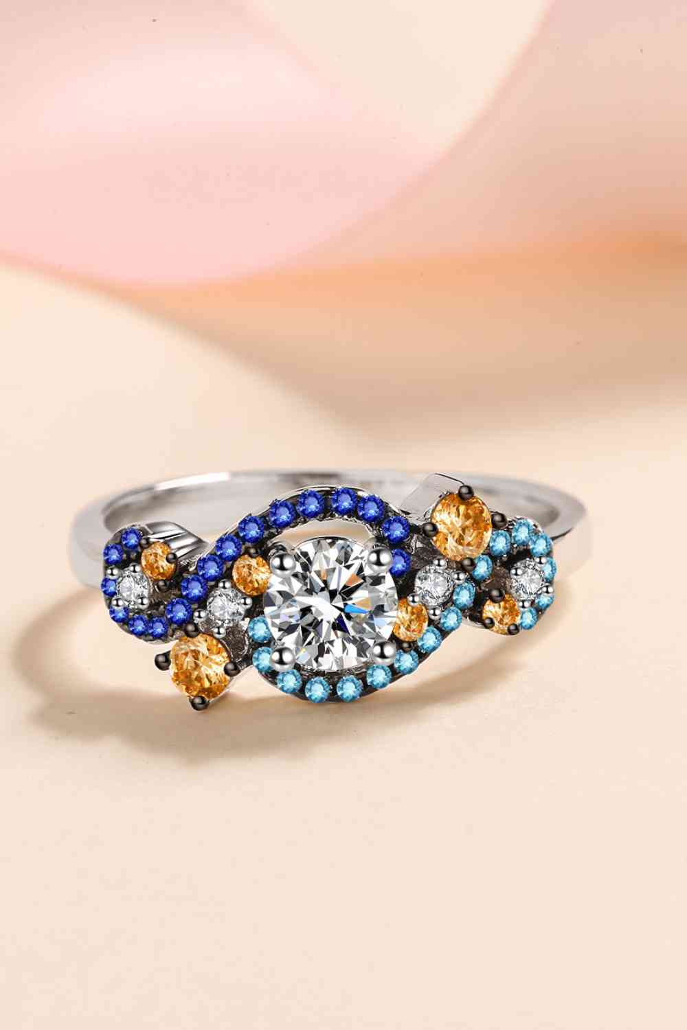 Moissanite Contrast 925 Sterling Silver Ring Jassorted