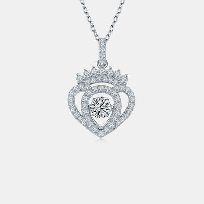 Moissanite 925 Sterling Silver Heart & Crown Necklace Jewelry & Watches Trendsi