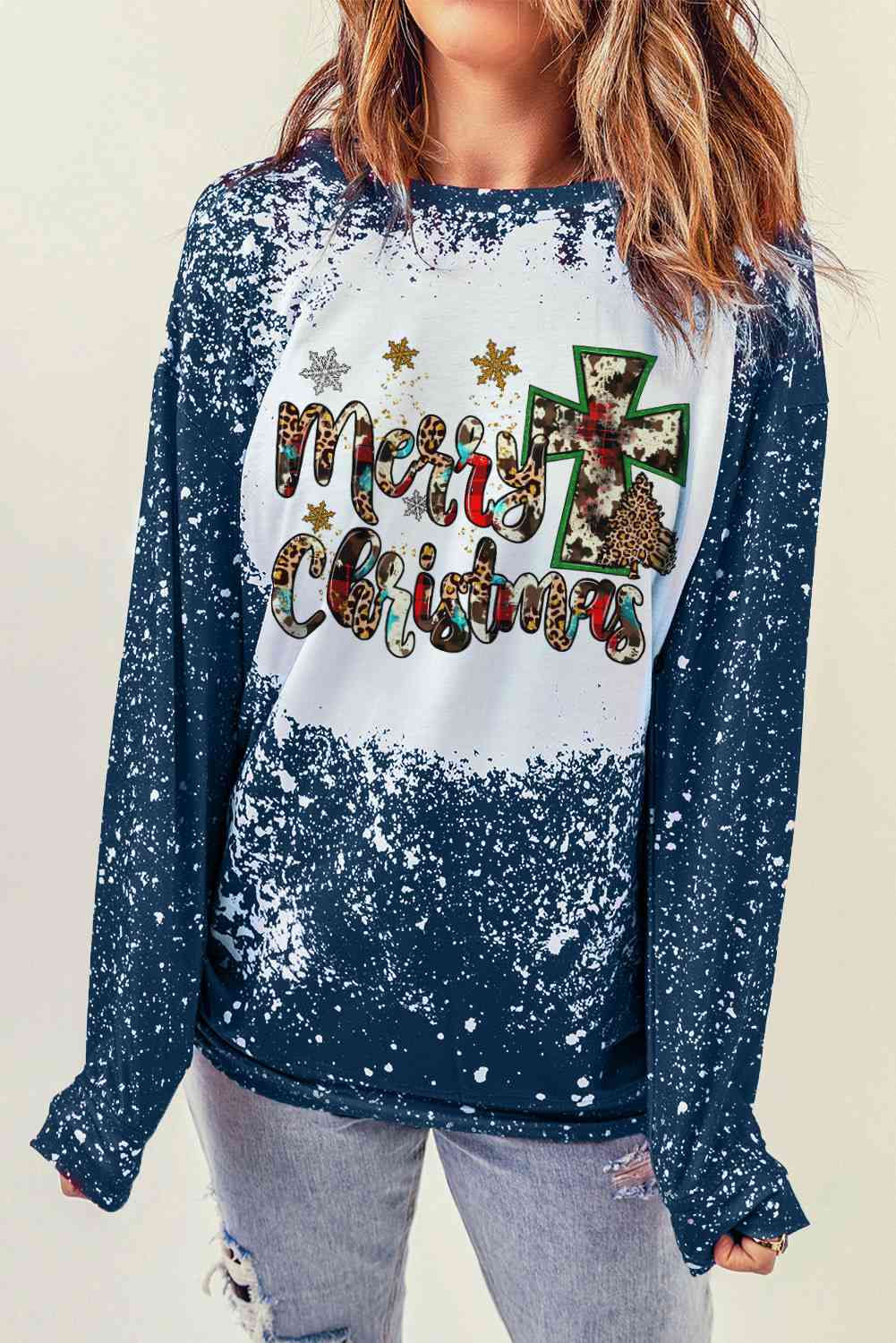 MERRY CHRISTMAS Graphic T-Shirt Jassorted French Blue S