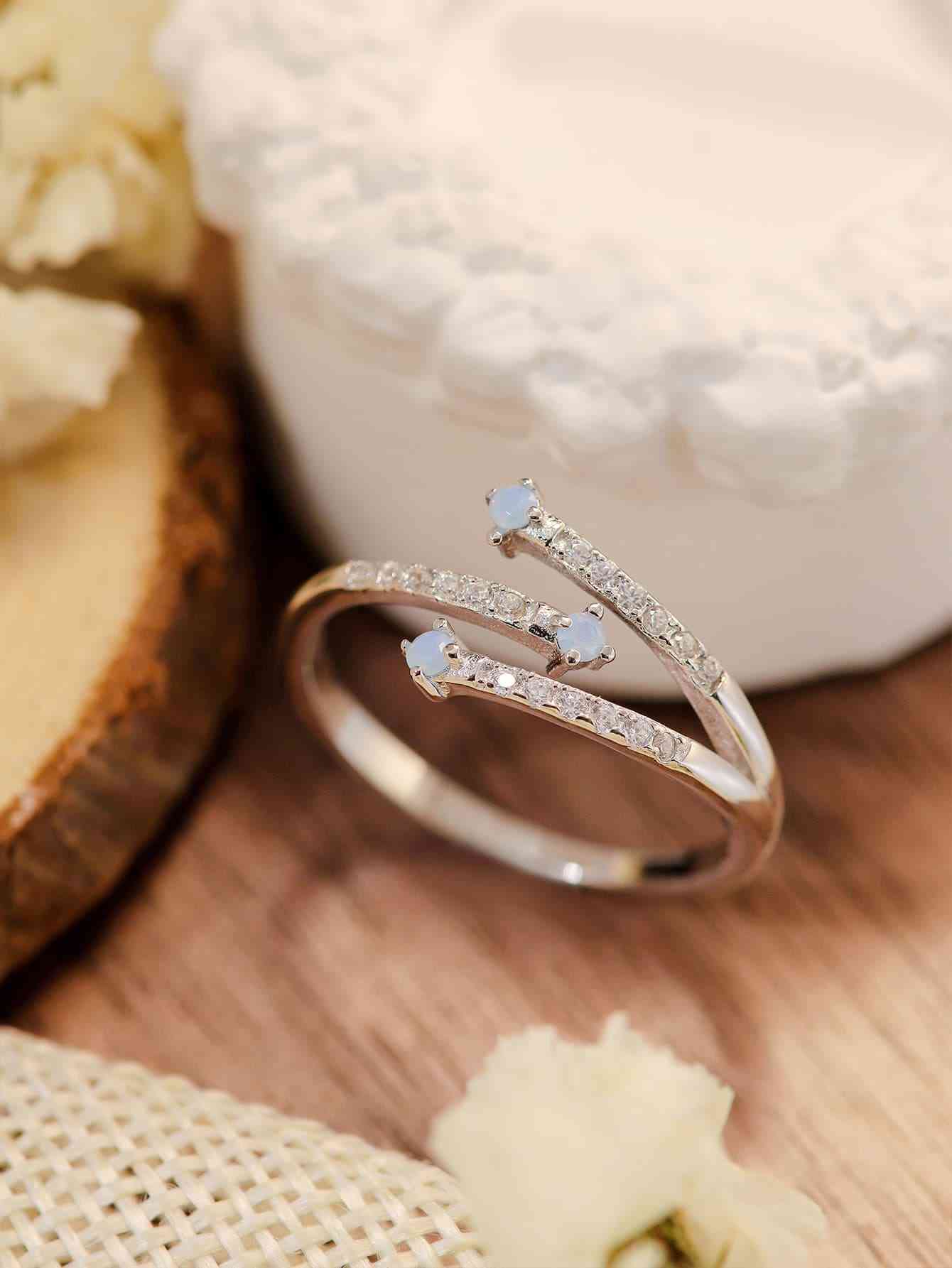 Moonstone Platinum-Plated Ring Jassorted Silver 6