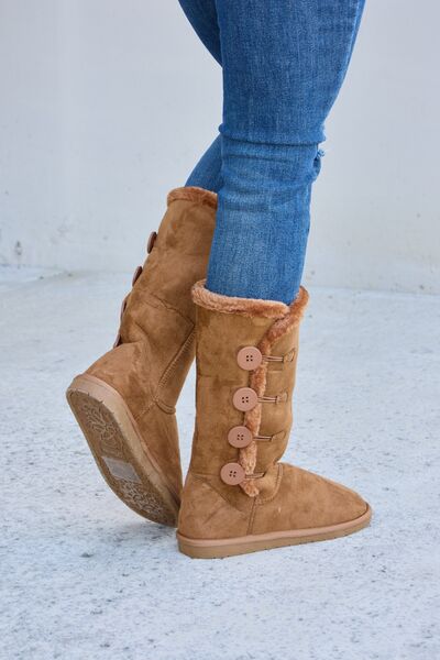 Forever Link Warm Fur Lined Flat Boots Trendsi