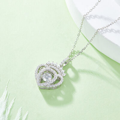Moissanite 925 Sterling Silver Heart & Crown Necklace Jewelry & Watches Trendsi