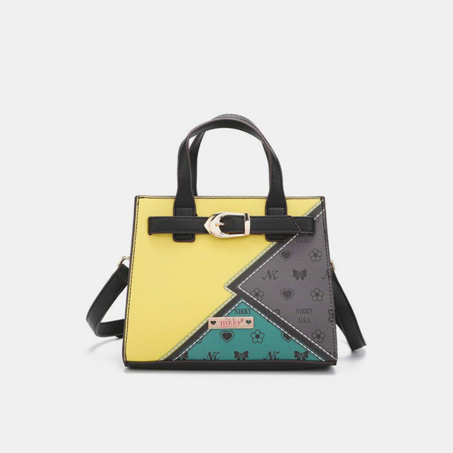 Nicole Lee USA 3-Piece Mustard Color Block Handbag Set Trendsi