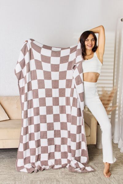 Cuddley Checkered Decorative Throw Blanket Trendsi Taupe