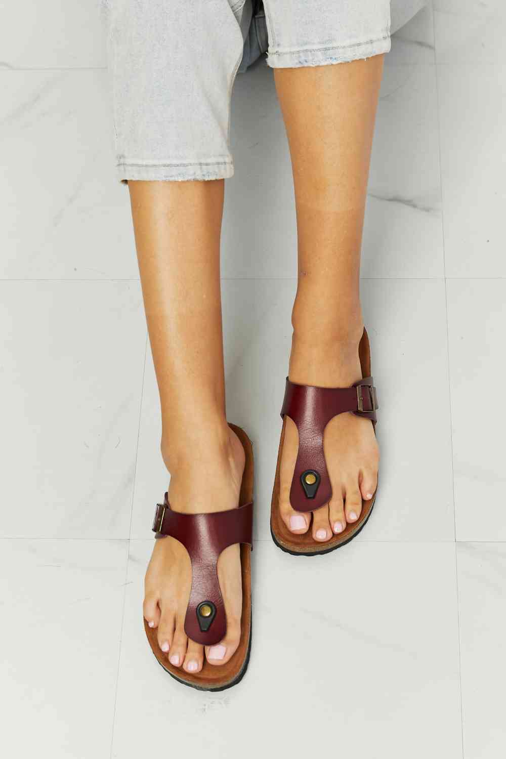 MMShoes Drift Away T-Strap Flip-Flop in Brown Jassorted Burnt Umber 6