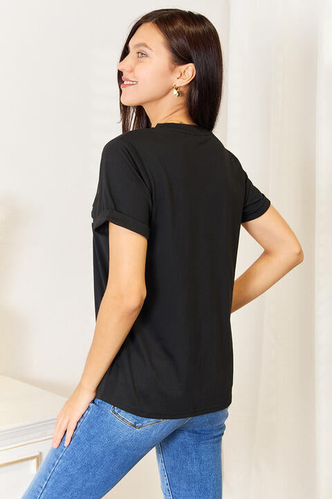 Expensive & Difficult Graphic Cuffed Sleeve T-Shirt Jassorted