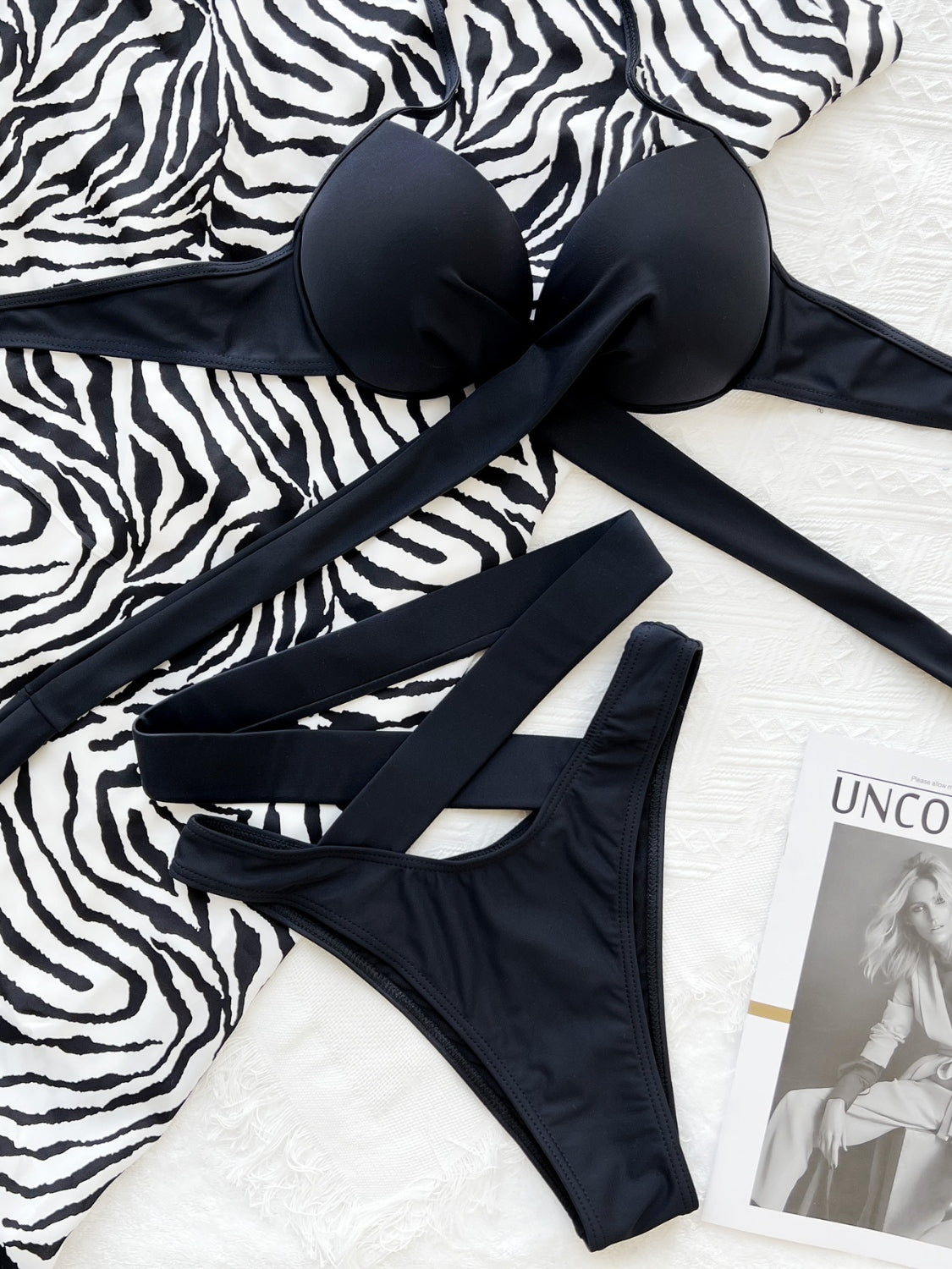 Crisscross Halter Neck Two-Piece Bikini Set Trendsi Black S