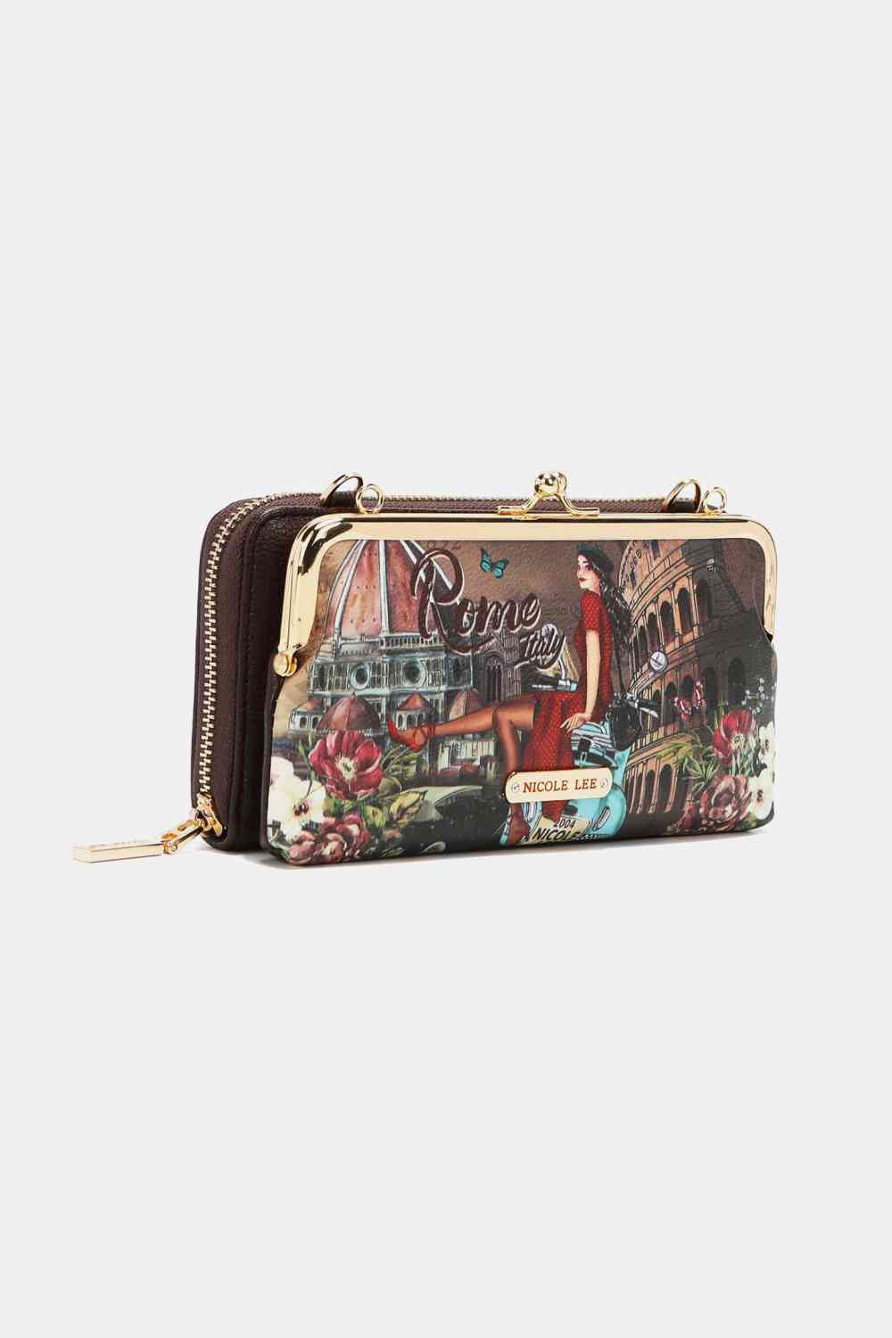Nicole Lee USA Signature Kiss Lock Crossbody Wallet Jassorted