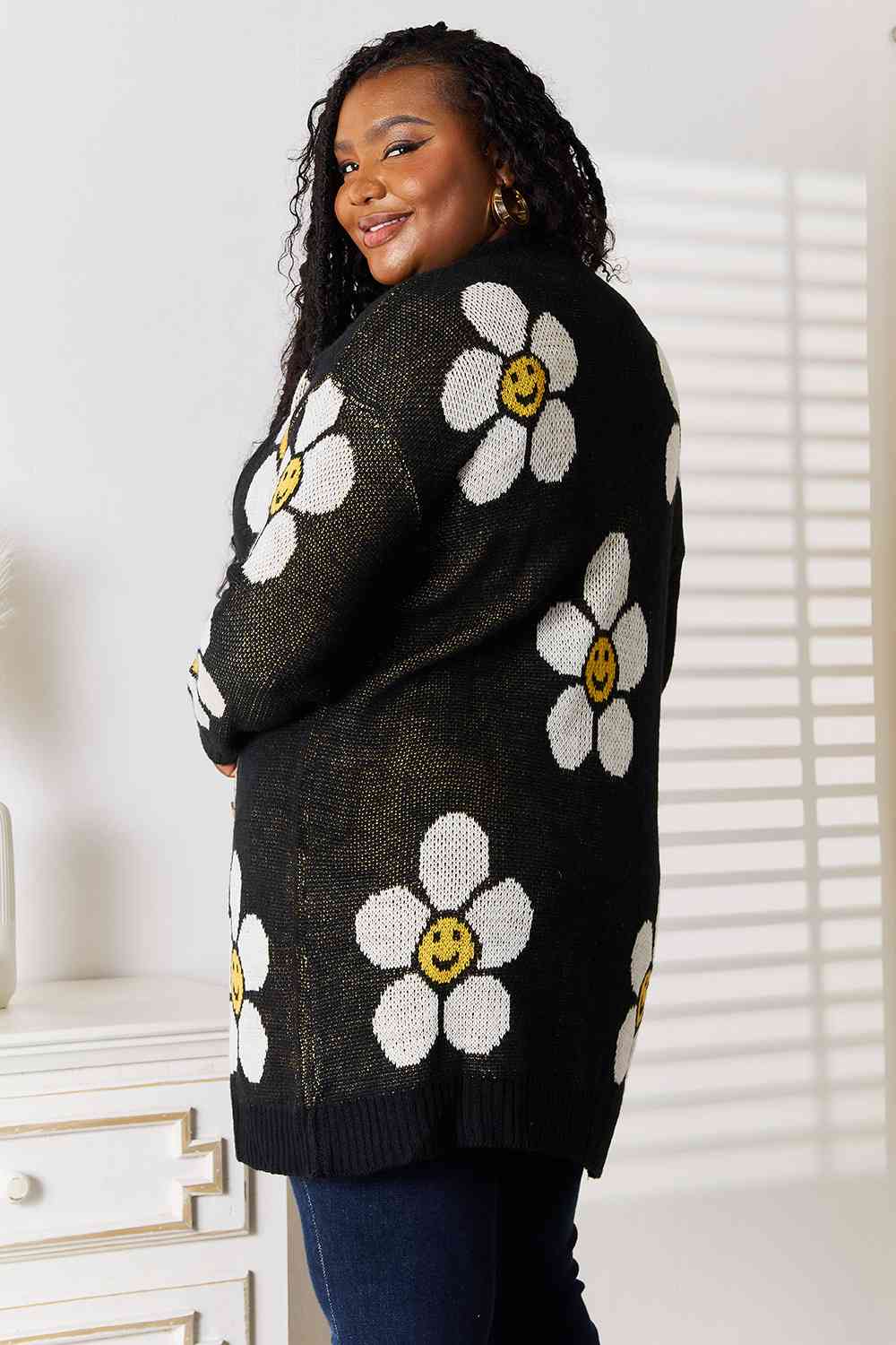 Double Take Floral Button Down Longline Cardigan Jassorted