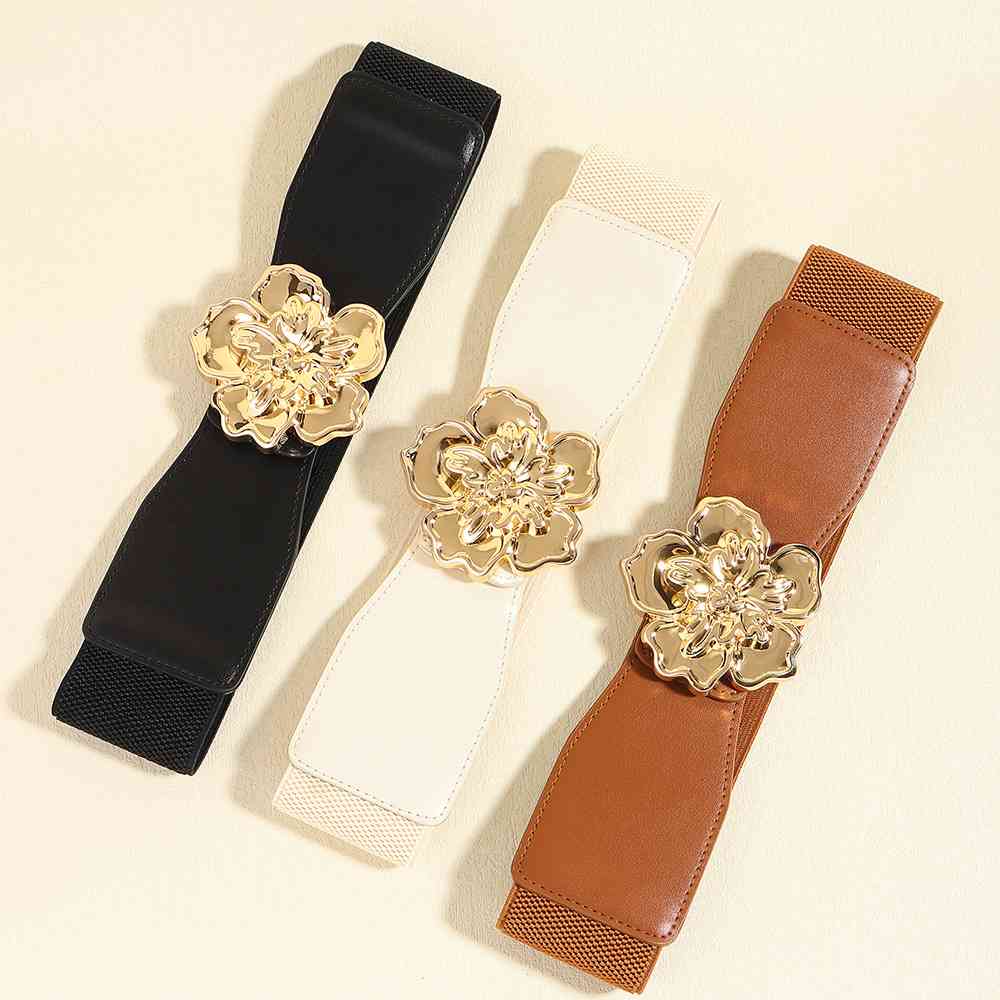 Flower Alloy Buckle Elastic Belt Jassorted