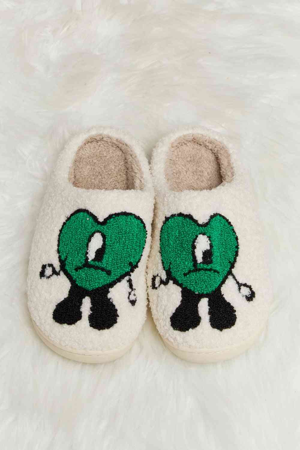 Melody Love Heart Print Plush Slippers Trendsi