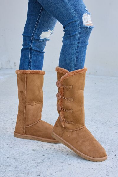 Forever Link Warm Fur Lined Flat Boots Trendsi