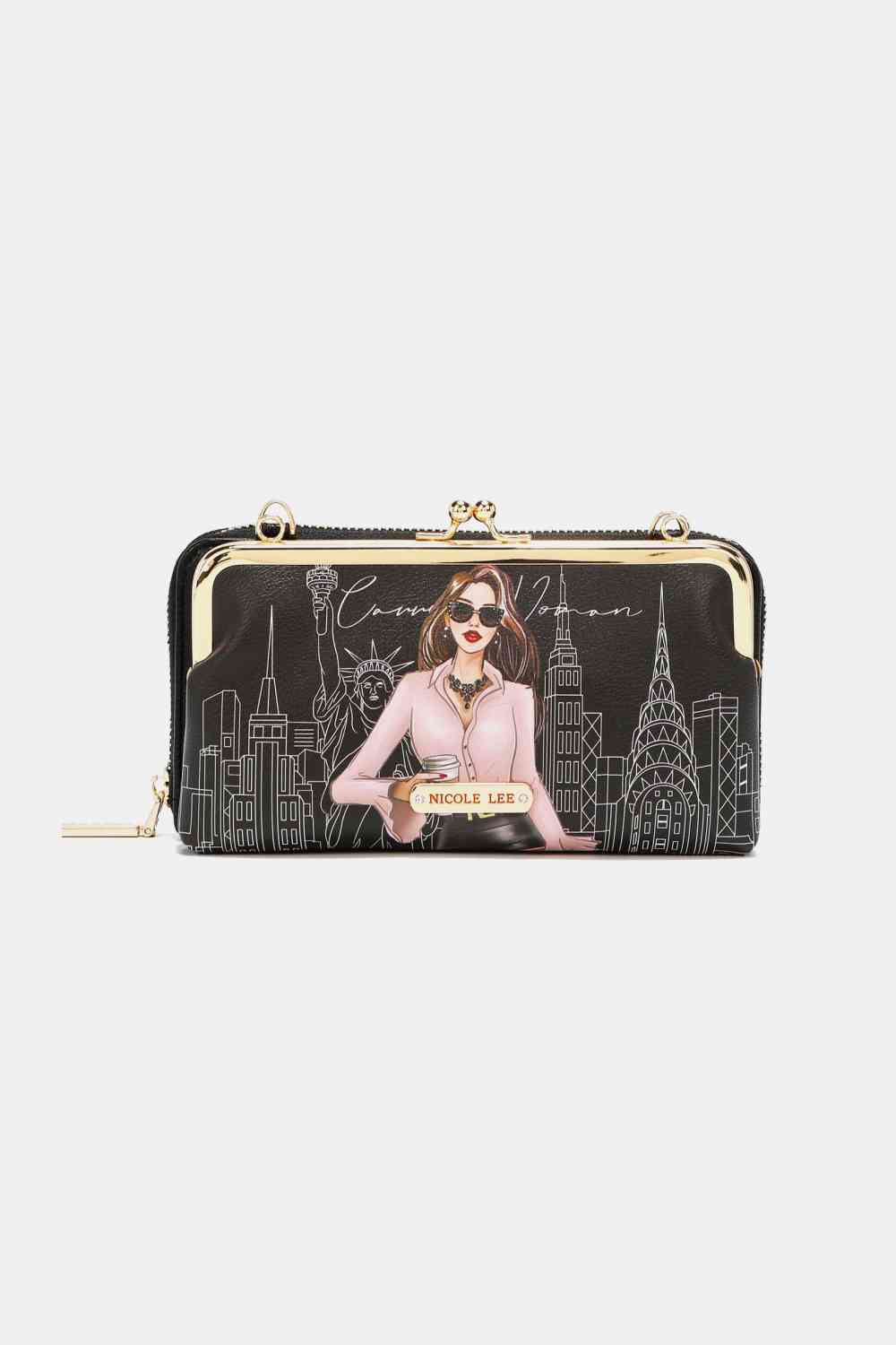 Nicole Lee USA Signature Kiss Lock Crossbody Wallet Jassorted