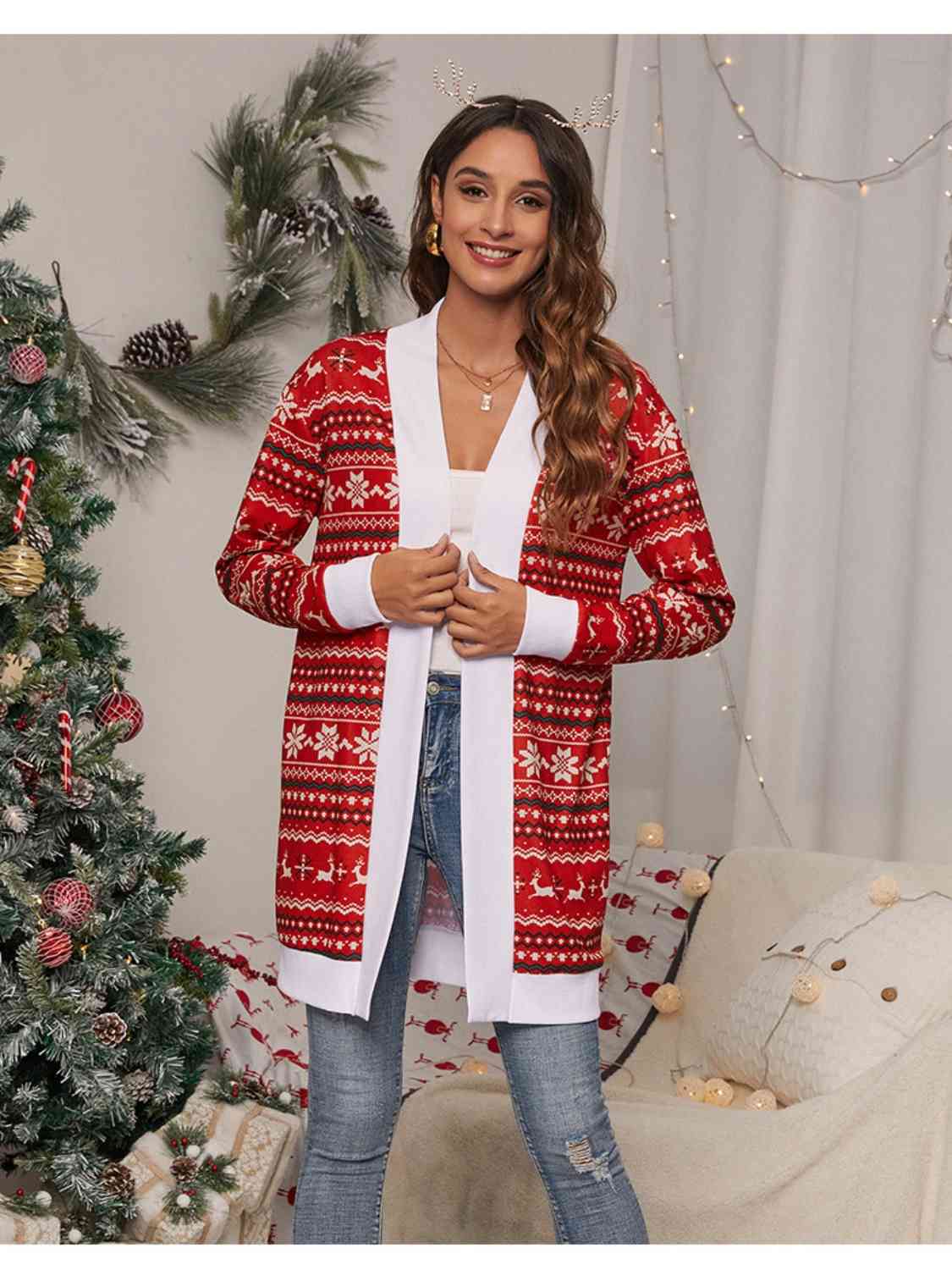 Christmas Open Front Cardigan Jassorted