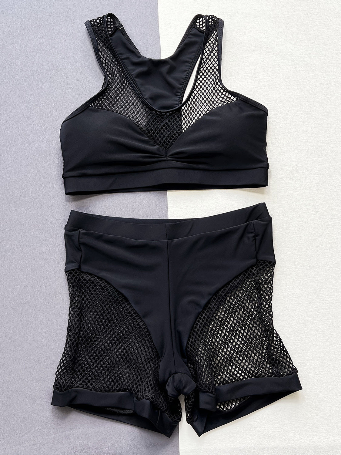 Openwork Sleeveless Top and Shorts Swim Set Trendsi