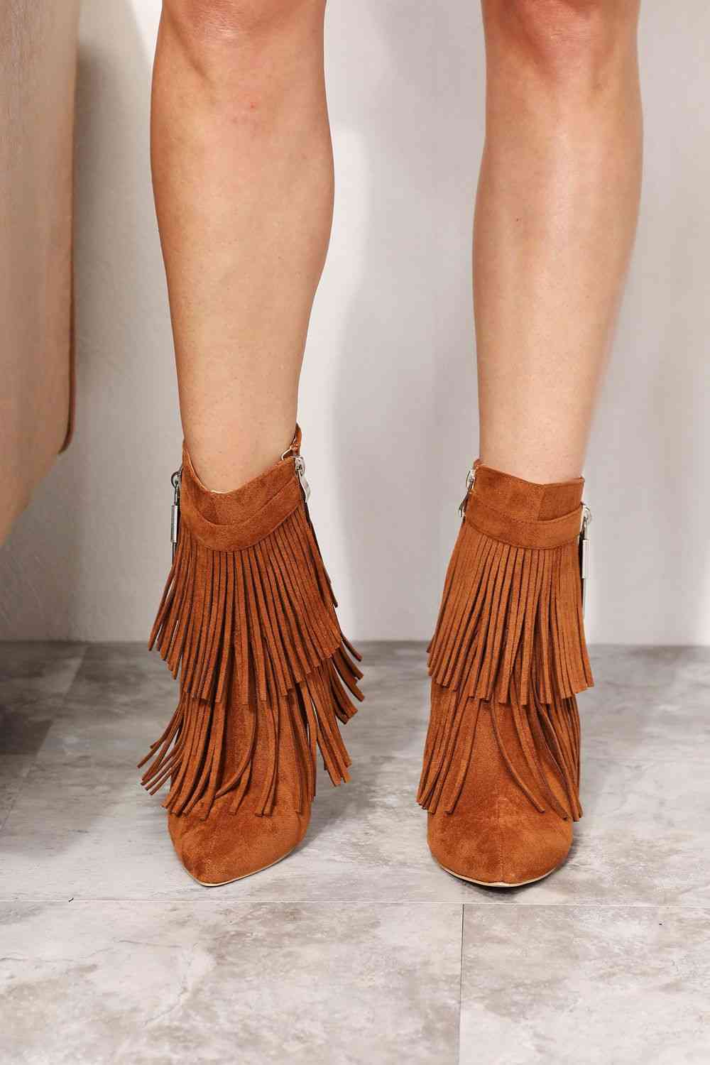 Legend Women's Tassel Wedge Heel Ankle Booties Trendsi